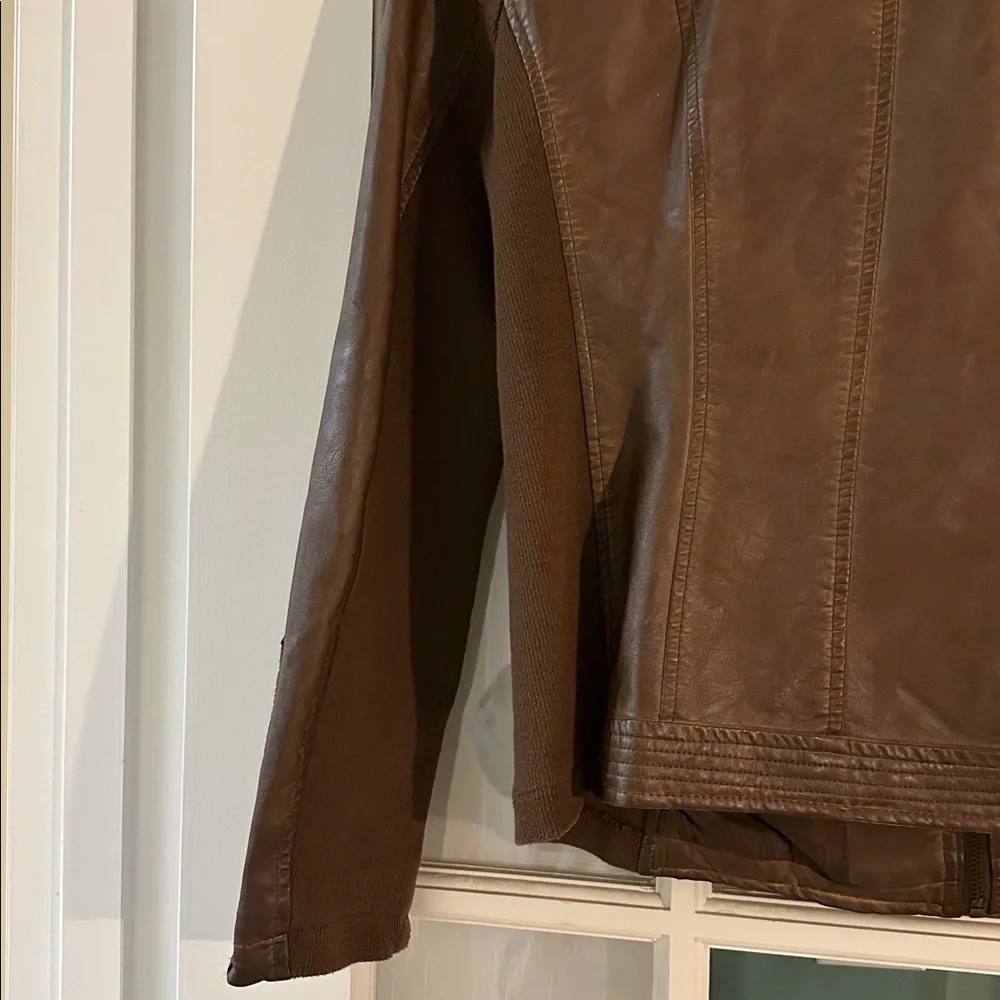 Brown Vegan Leather Jacket - Picture 4 of 5